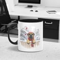 thumbnail image 2 of Playful Bullmastiff Welcomes Winter Snowy Day with Cardinal Bird 11oz Accent Two-tone Mug Dog Lover Coffee Tea Cup - 2017, 2 of 5