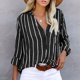 thumbnail image 2 of Blusa de Camisa ANGGREK a rayas de manga larga con Cuello en V Ajuste holgado, 2 of 6