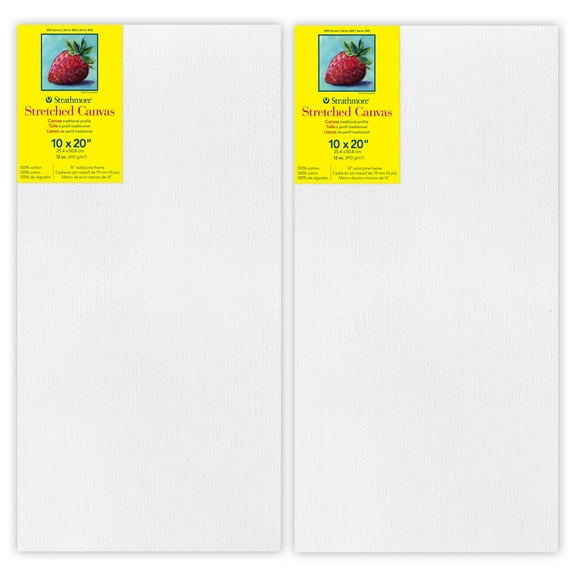 Strathmore 300 Series Traditional Stretched Canvas, 10x20 inch, 2 Pack
