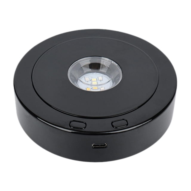 Rotating Display Stand Electric Turntable Exhibitions Platform Collectibles 4.5" Wedding with LED Lights Colorful Rotating Display Stand , black