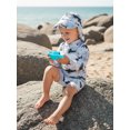 thumbnail image 4 of BemeyourBBs Toddlers Baby Boys Shark 3 Piece Swimsuit Infant Boy Bathing Suit Swim Shirt Trunk Shorts Set and Sun Hat Long Sleeve Swimwear Sunsuit UPF 50+ Rash Guard, 4 of 9