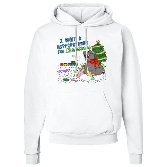 Inktastic I Want a Hippopotamus for Christmas Adult Hoodie Sweatshirt