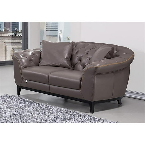 EK093 Taupe (Brown) Color With Full Italian Aniline Leather Loveseat