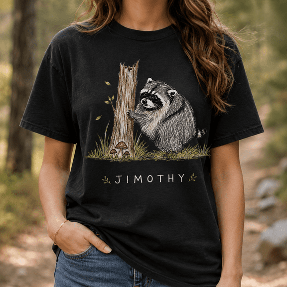 Jimothy Raccoon T-Shirt, Cute Trash Panda Graphic Tee, Funny Woodland Animal Shirt, Raccoon Lover Gift