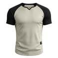 thumbnail image 5 of Men's Summer Color Block V-Neck Slim Fit Quick Dry Breathable Sports Short Sleeve Tee T-Shirt Top Yoga Gym Workout Training Running Casual Activewear Essential | JASKFLY,Gray S, 5 of 6