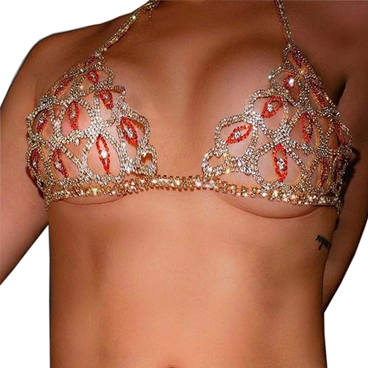 Sexy Luxury Rhinestone Underwear Body Chain Bikini Heart Harness