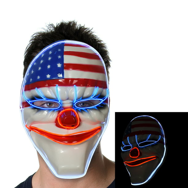 Cece LED Skull Mask Up Halloween Rave Costume Party Clown USA Flag Walmart.com
