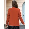 thumbnail image 5 of Women'S Color Block Long Sleeves Sweater Fall Button Down Casual Coatigan Soft Knit Coat with Pocket Orange-Red S, 5 of 8