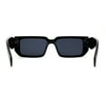 thumbnail image 4 of Narrow Rectangle Mod Square Geometric Diamond Cut Arm Sunglasses All Black, 4 of 4