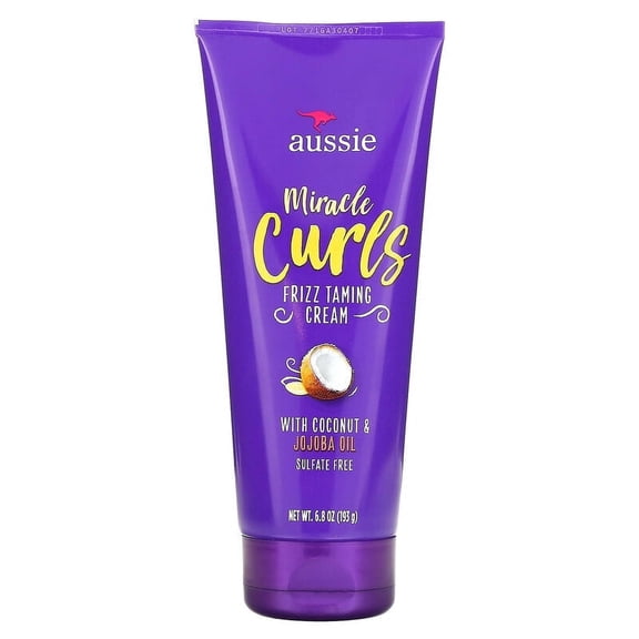 Aussie Miracle Curls Frizz Taming Cream with Coconut & Jojoba Oil 6.8 oz (193 g) Pack of 2
