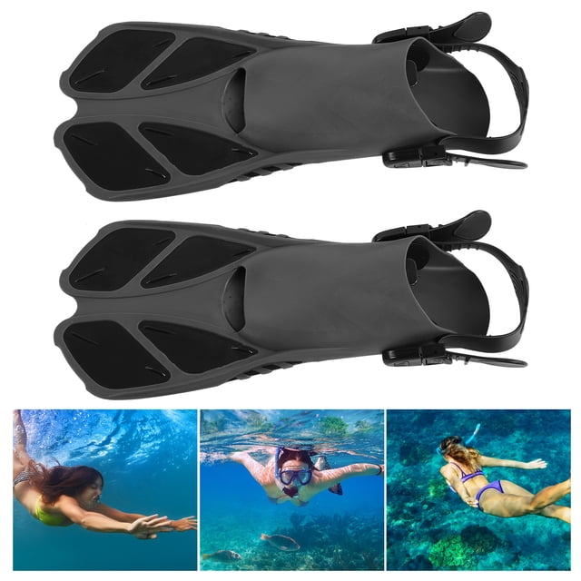 2 Aletas De Snorkel, Hebillas Ajustables, Aletas De Natación De Talón Abierto, Tamado De Vije, Aletas De Natación Cortas Para Snorkel, Buceo, Natación, Adultos, Hombres,