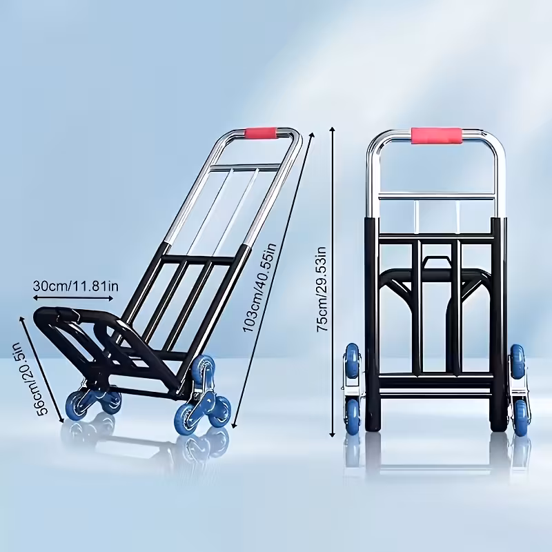 Heavy Duty Folding Hand Truck with Stair Climbing Wheels, Large Load-Bearing Capacity, Sturdy Metal Frame & Foldable Design for Home, Commercial, Shopping, Moving