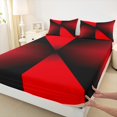 thumbnail image 3 of Manfei Chic Stripes Ombre Twin Sheet Sets, Red Abstract Triangle Twin Fitted Sheet, Teens Kids Adult Men Women Flat Sheet, Lightweight Room Decor, 3-Piece, 3 of 7