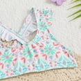 thumbnail image 7 of Lkhaha Girls' Two-Piece Bikini Swimsuit Set Colorful Floral Print Ruffled Strap Bathing Suit Quick Dry Green 4-5 Years, 7 of 7