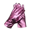 thumbnail image 3 of Short Metallic Gloves, Shiny Opera Cosplay Gloves for Adults, Stretchy PU Coated Gloves for Role Play Costume, Party Accessories for Halloween Christmas Stage Performance - Pink, 3 of 3