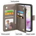 thumbnail image 4 of Asuwish Compatible with Samsung Galaxy A35 5G Wallet Phone Case and Tempered Glass Screen Protector Flower Faux Leather Flip Credit Card Holder Stand Zipper Cell Cover for A 35 35A A355G Women Grey, 4 of 8