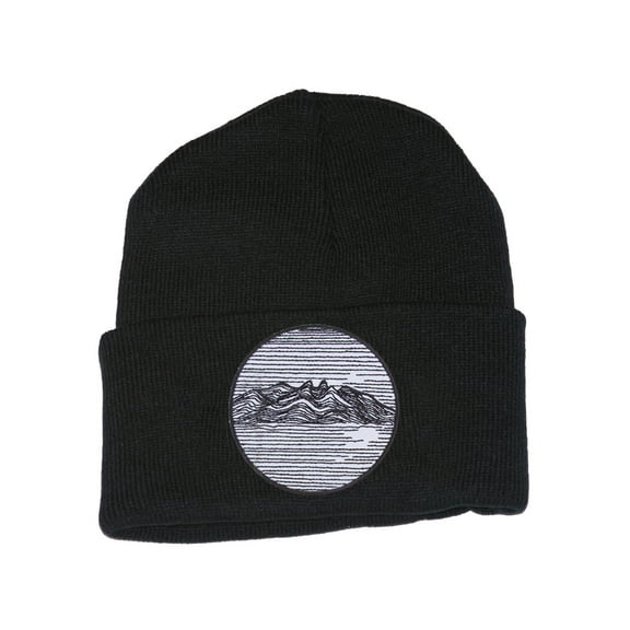Gravity Threads Mountainscape Linework Cuffed Beanie