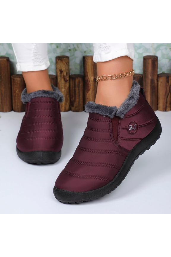 Womens Snow Boots Winter Warm Booties Lined Anti-Slip Ankle Boots Outdoor Slip On Waterproof Booties Comfortable Warm Shoes