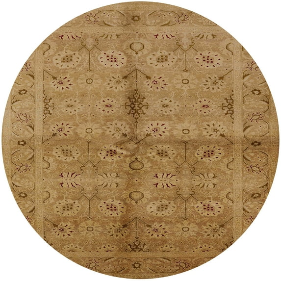 Ahgly Company Indoor Round Mid-Century Modern Orange Gold Gold Oriental Area Rugs, 4' Round