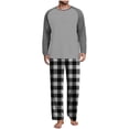 thumbnail image 2 of purcolt Mens Pajamas Set Color Block T-Shirt Comfy Pj Sets Long Sleeve 2-Piece Lounge Set Nightwear Plaid Sleepwear with Pockets, 2 of 7