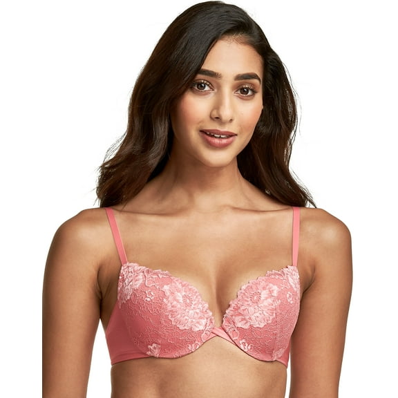 Maidenform Push Up & In Underwire Bra Pink Begonia w/Gentle Peach 34D Women's
