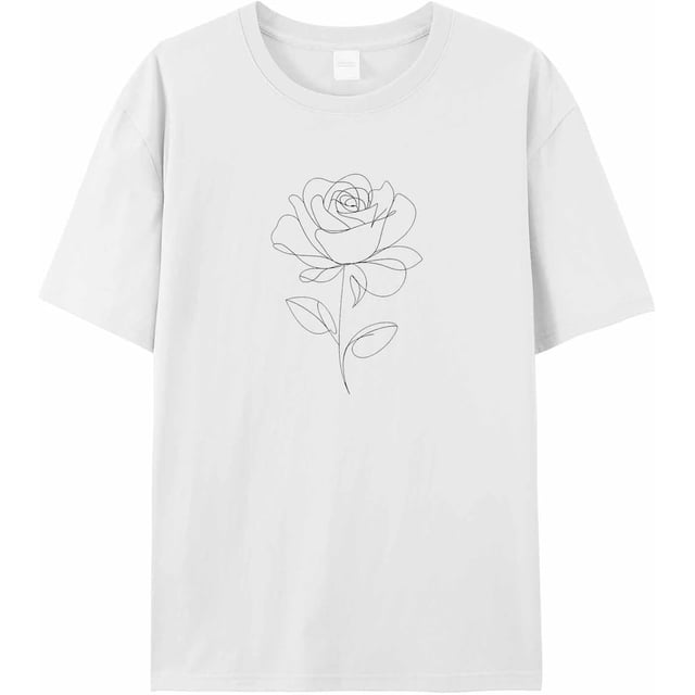 Camisetas para hombre, camiseta de algodón con cuello redondo y flores de rosas, manga corta para hombre