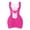 Hot Pink, variant on Lingerie for Women Solid Color Beauty Wrapped Chest Underwear Sparkle Fishnet Deep V Neck Bodysuit