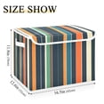 thumbnail image 5 of Yayeee Collapsible Cube Storage Bin with Lid Fabric Closet Decorative Basket with Handles, Navy Blue Stripes, 5 of 7