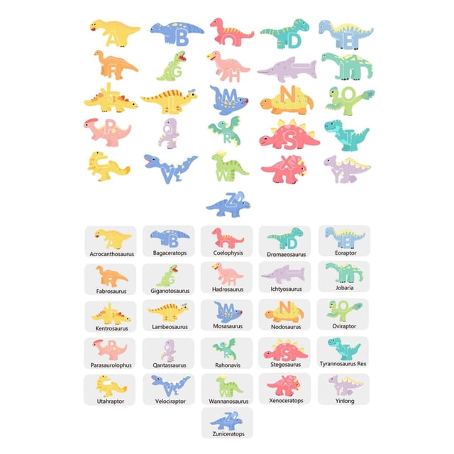 Rompecabezas de animales del alfabeto, rompecabezas del alfabeto ABC, linda forma de dinosaurio, actividades de aprendizaje preescolar, juguetes para