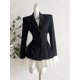 thumbnail image 3 of Vestido de traje de retazos elegante para mujer, cuello vuelto, botonadura única, manga acampanada, plisado, ropa elegante coreana, otoño, primavera, nuevo, 3 of 3