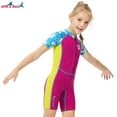 thumbnail image 3 of Greeniant Traje de neopreno para niños, traje de baño de una pieza de manga corta con cuello Multicolor para niñas, traje de baño para nadar y Deportes acuáticos Rojo púrpura METRO Greeniant OD003646-02, 3 of 6