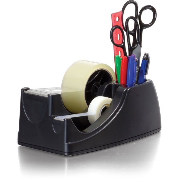 Officemate Heavy Duty Weighted 2in1 Tape Dispenser, Recycled,Black