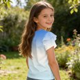 thumbnail image 5 of Dwellite Girls Ruffle Short Sleeve T Shirts Cute Little V Neck Tops for Kids Summer Casual Shirts 3-13 Years Light Blue 130, 5 of 6