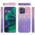 thumbnail image 2 of For Motorola Moto G Stylus 5G (2026/2025) Floral Joy Glitter Shimmer Leather Feel Thick TPU Case - Light Pink/Light Purple, 2 of 4