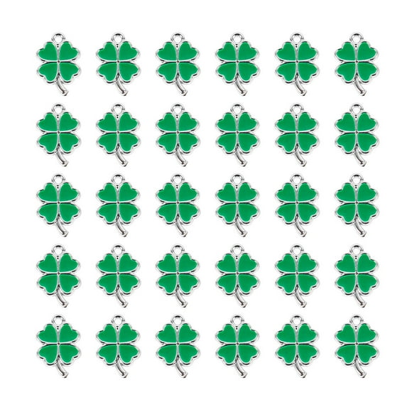 Shisuyan Pendentifs Trèfles à Quatre Feuilles pour la Saint-Patrick Argent 30 Pcs 0.79x0.51x0.08 Po