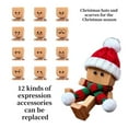 thumbnail image 4 of 2 PCS Funny Christmas Wooden Man Figurine with Swaying Feet, Figurine in Santa Hat & Scarf for Car Dashboard, Includes 12 Magne-tic Expressions, Cute Holiday Ornament, 4 of 8
