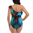 thumbnail image 5 of Sikiie Vibrant Rainbow Butterfly A Print Women One Piece Swimsuits Tummy Control One Shoulder Bathing Suits Ruffle Swimwear, From S to XXL-Large, 5 of 6