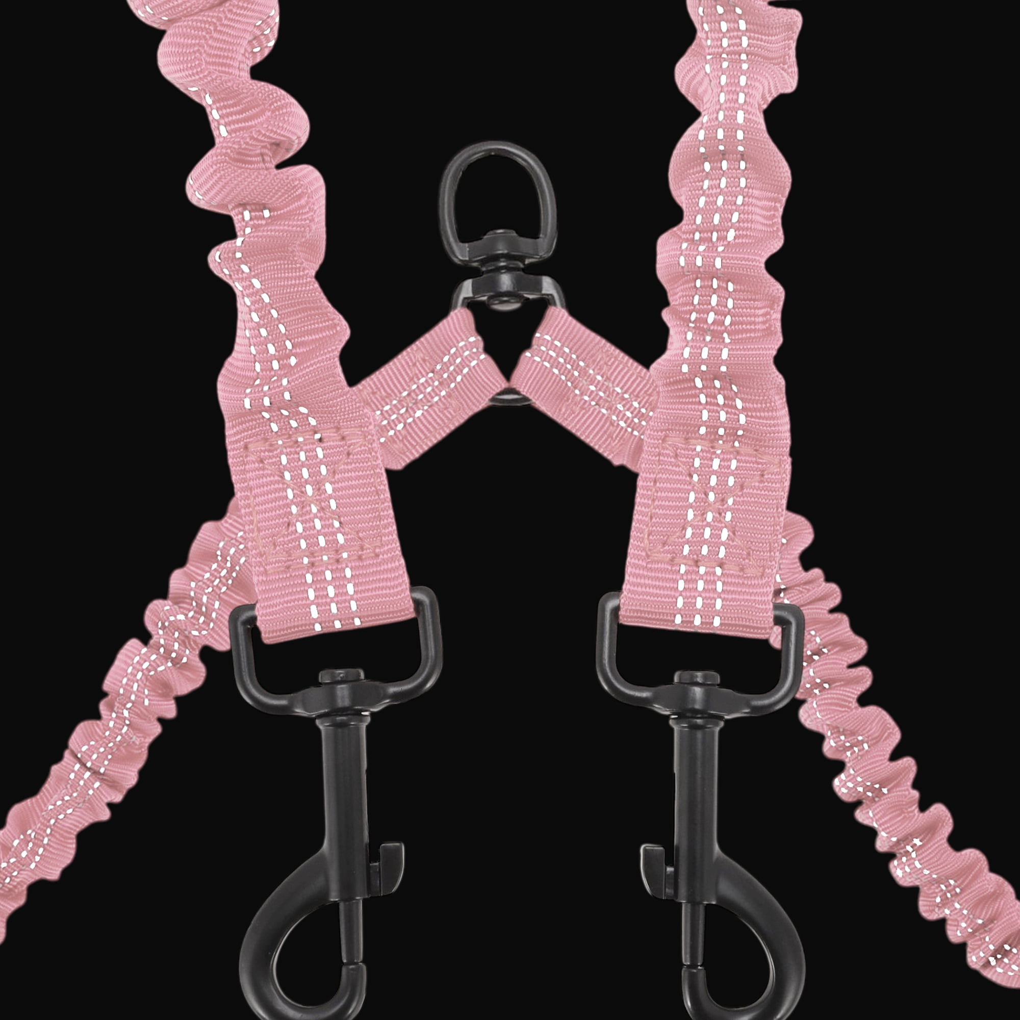 Unique Bargains Pet Double Dog Leash Reflective Dual Leash Pink