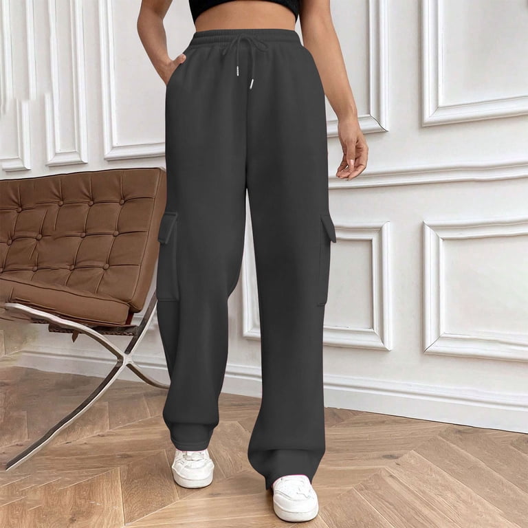 ladies dress joggers QUYUON Dress Pants for Women Women Sports Pants Trousers Jogging Sweatpants Jogger Pants Comfy Pants Women Full Pant Leg Length Trousers Pant Style N-6511 Black XL