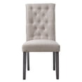 thumbnail image 4 of Contemporary Dining Room Set Of 6 Side Chairs Beige Linen Upholstered Button Tufted Wooden Legs, 4 of 6