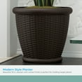 thumbnail image 3 of Suncast Willow 18 Inch Diameter Resin Decorative Wicker Patio Planter Pot, Java, 3 of 9