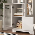 thumbnail image 5 of MAYEERTY White MDF Cabinet with Glass Doors & Drawer, Modern Storage Cabinet for Living Room & Bedroom, White, 5 of 8