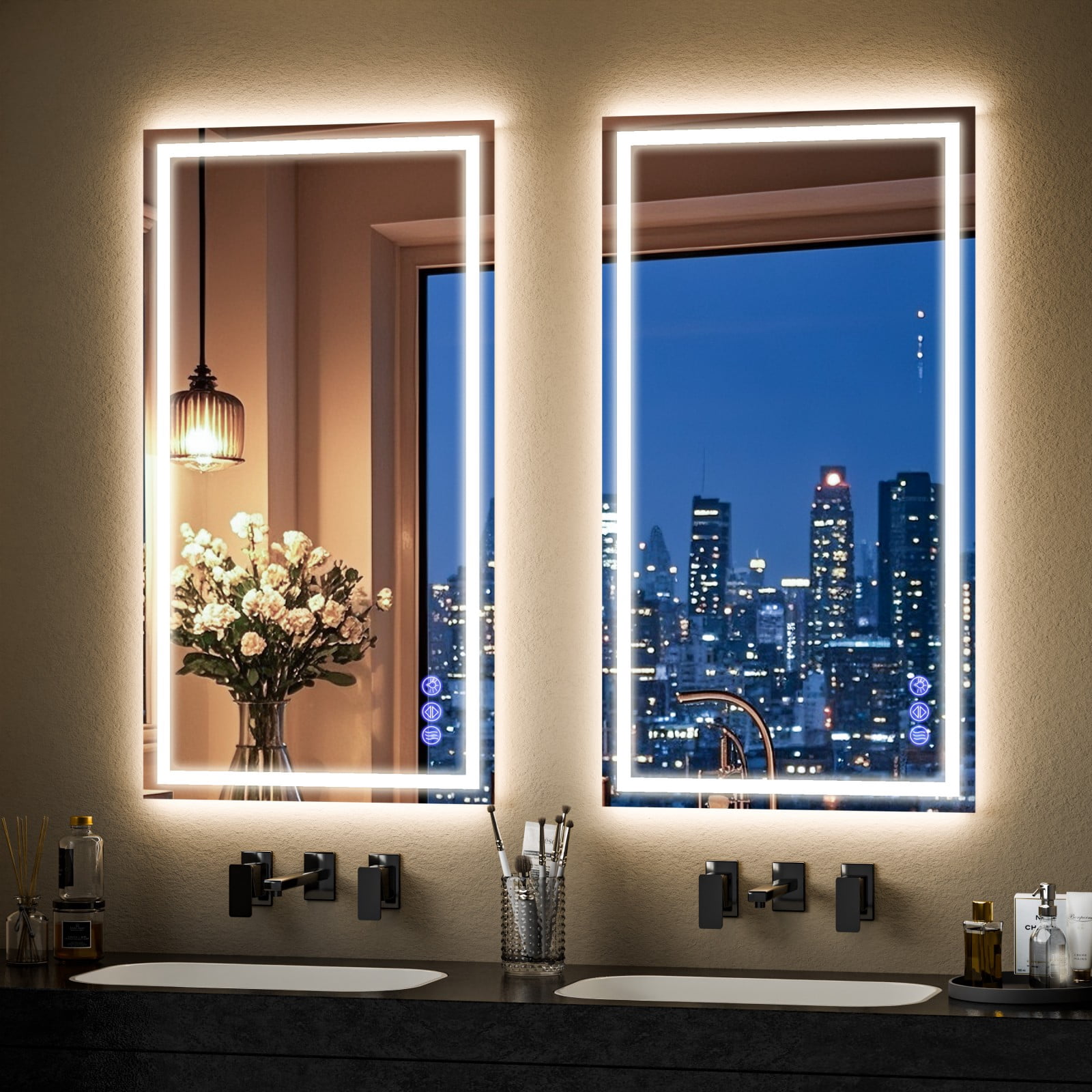 AUROMIR 55"x 30" LED Bathroom Vanity Mirror with Dimmable 3 Color Modes, White