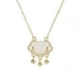 thumbnail image 4 of Collar de mujer, cadena de clavícula, oro, collar con candado de paz Ruyi chino oso de fresa Electrónica, 4 of 4