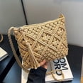 thumbnail image 4 of Women Crochet Shoulder Bag, Knitting Handmade Weaving Handbag, Simple Hollow Beach Bag,Khaki, 4 of 7