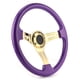 thumbnail image 3 of Volante de carreras universal, 14 pulgadas, 6 orificios, galvanoplastia, soporte dorado, morado con cable de bocina, 3 of 8