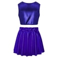 thumbnail image 2 of YIZYIF Kids Girls Shiny Metallic Crop Top with A-Line Pleated Skirt Set Dance Stage Performance Set Dancewear, 2 of 7