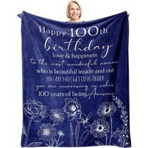 100th Birthday Gifts for Women, 100th Birthday Decorations Blanket 60’’x50’’, Best Gifts for 100 Year Old Woman, Happy 1922 Birthday Gifts for Mom/Wife/Grandma/Friends, Turning 100 Gift Blanket