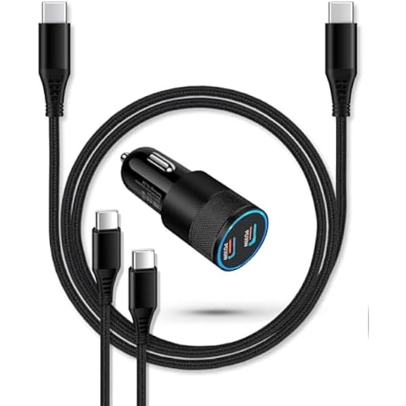 Quyaojz Super Fast Car Charger for Samsung Galaxy A17, 60w Dual-Port USB-C Car Charger Cigarette Lighter Adapter   Pd Typec to C Cable for Galaxy S26 Ultra S25 S24 S23 iPhone 17e 17 16e 16 USBC Cord