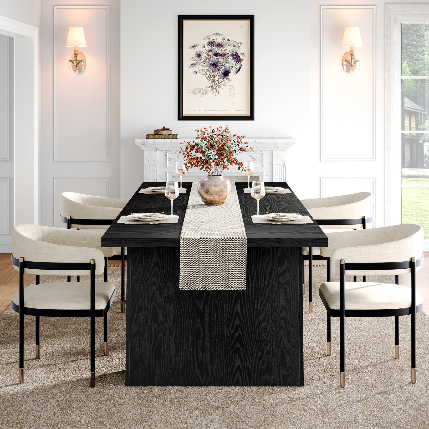 Tribesigns 63" Black Dining Table for 4-6, Rectangular Wood Kitchen Table for Kitchen, Dining Room